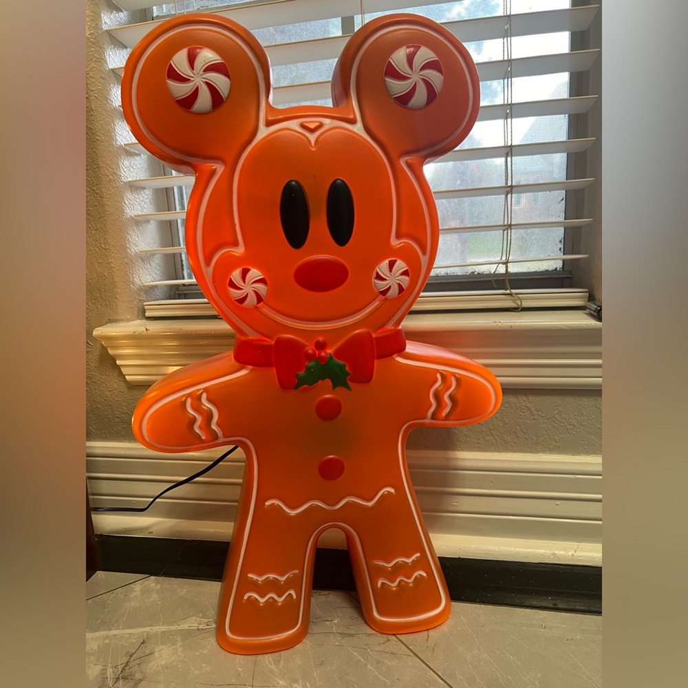 Mickey Mouse Gingerbread Christmas Blow Mold Lighted.  Only Mickey Mouse 1 item